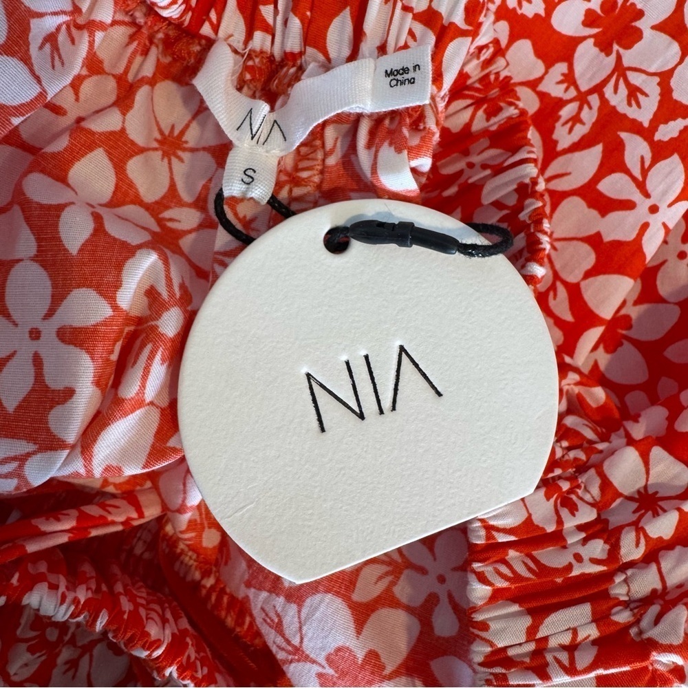 NWT Revolve NIA Open Back Smocked Floral Mini Dress Orange Size S - Picture 10 of 13